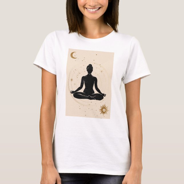 Yoga lotus position silhouette zen namaste collage T-Shirt (Front)