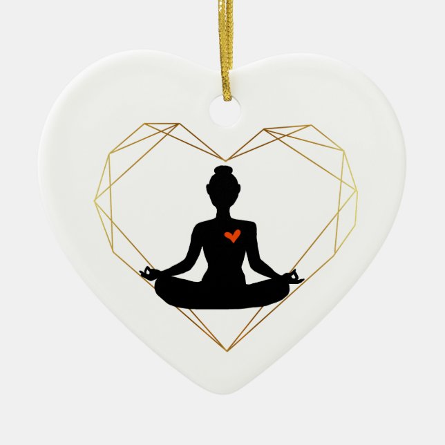 Yoga Love Heart Ornament (Front)