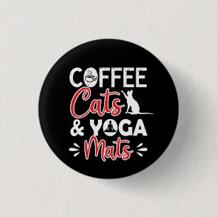 Yoga Lover Coffee Cat And Yoga Mats 3 Cm Round Badge