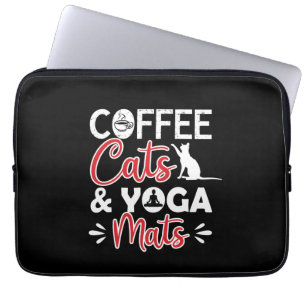 Yoga Lover Coffee Cat And Yoga Mats Laptop Sleeve
