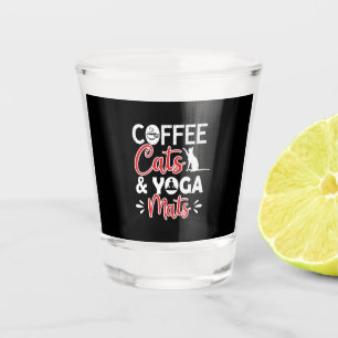 Yoga Lover Coffee Cat And Yoga Mats Shot Glass