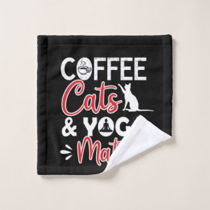 Yoga Lover Coffee Cat And Yoga Mats Wash Cloth