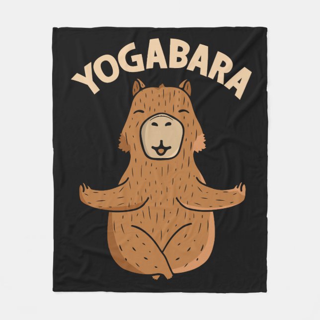Yoga Lover Gift Women Capybara Meditation Yoga Fleece Blanket (Front)