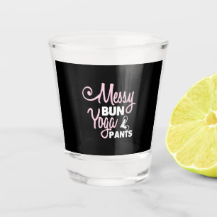 Yoga Lover Messy Bun Yoga Pants Shot Glass