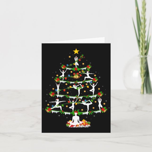 Yoga Lover Xmas Lighting Yoga Christmas Tree  Card (Front)
