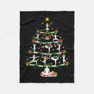 Yoga Lover Xmas Lighting Yoga Christmas Tree  Fleece Blanket