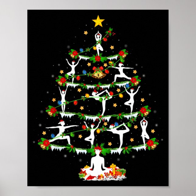 Yoga Lover Xmas Lighting Yoga Christmas Tree  Poster (Front)