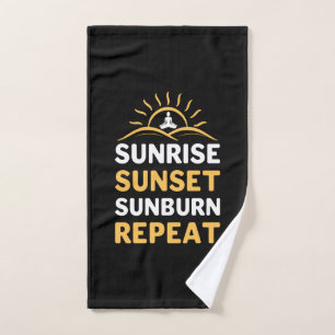 Yoga Lover Yoga Sunrise Sunset Sunburn Repeat Hand Towel