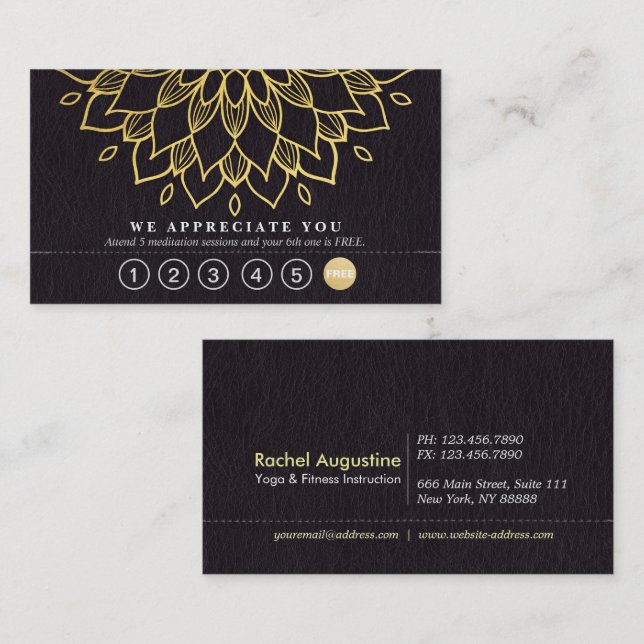 Yoga Loyalty 6 Punch Gold Mandala & Black Leather (Front/Back)