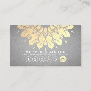 Yoga Loyalty 6 Punch Gold Mandala Grey Leather Card