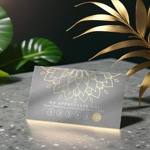Yoga Loyalty 6 Punch Gold Mandala Grey Leather Card