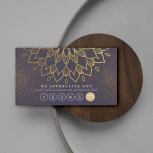 Yoga Loyalty 6 Punch Mandala Purple & Gold Glitter Card