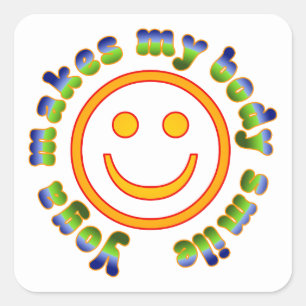 Yoga Makes My Body Smile Health Fitness New Age Square Sticker