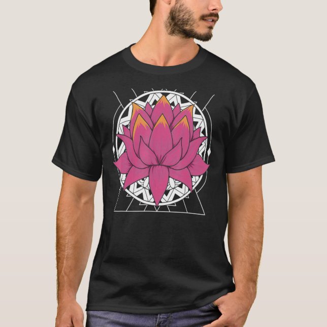 Yoga Mandala Floral Fractal Geometry Boho Lotus Fl T-Shirt (Front)