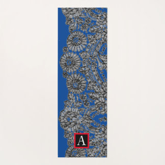 YOGA MAT BLACK LACE AND BUTTERFLIES CUSTOM INITIAL