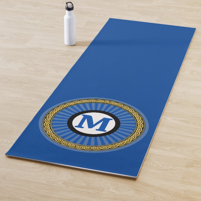 Yoga Mat - Blue Stripe Personalised - Add Initial (In Situ)
