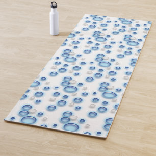 Yoga Mat - Bubbles in Blue and White