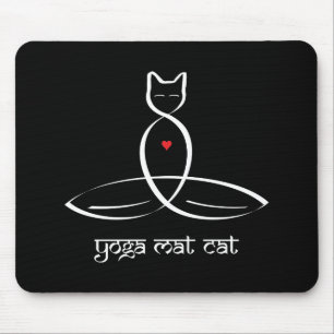Yoga Mat Cat - Sanskrit style text. Mouse Pad