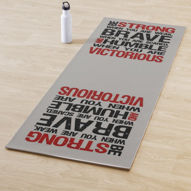 Yoga Mat Exercise Strong Brave Humble Quote (In Situ)
