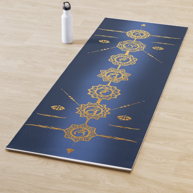 Yoga mat guide 7 Chakras golden design (In Situ)