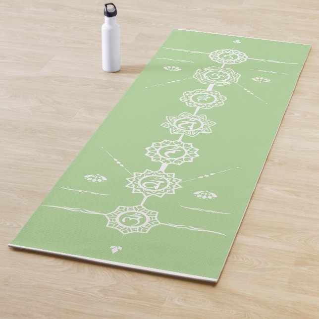 Yoga mat guide 7 Chakras green design (In Situ)