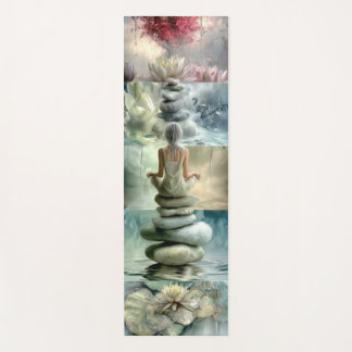 Yoga Mat Serene Balanced Stone and Meditation 