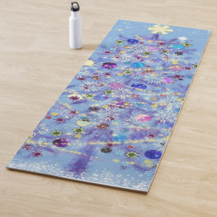 Yoga Mat with Decorated Christmas Tree