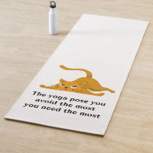 Yoga Mat with funny quote and cat