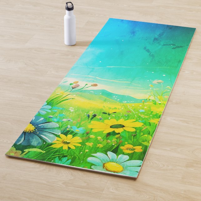 Yoga Mat with Meadow in green tones (In Situ)