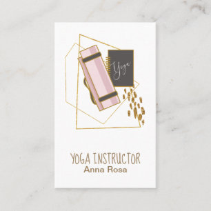 *~* Yoga Mat Yoga Instructor Glitter Gold Polygon Business Card