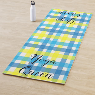 Yoga Mats Yoga Queen Yellow Blue Plaid