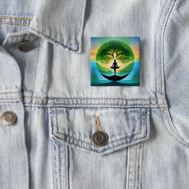 Yoga mediation 15 cm square badge (In Situ)