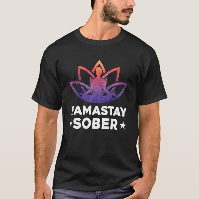 Yoga Meditate Exhale Inhale Tipsy Drinking Namasta T-Shirt (Front)