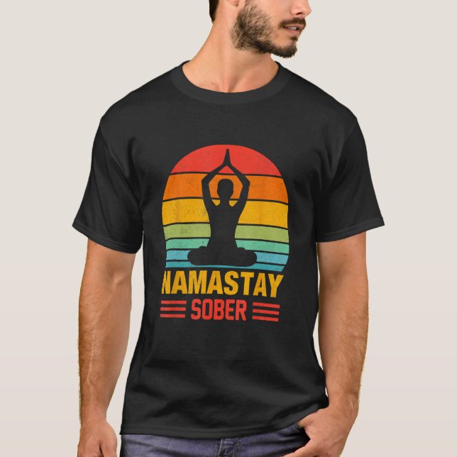 Yoga Meditate Exhale Inhale Tipsy Drinking Namasta T-Shirt (Front)