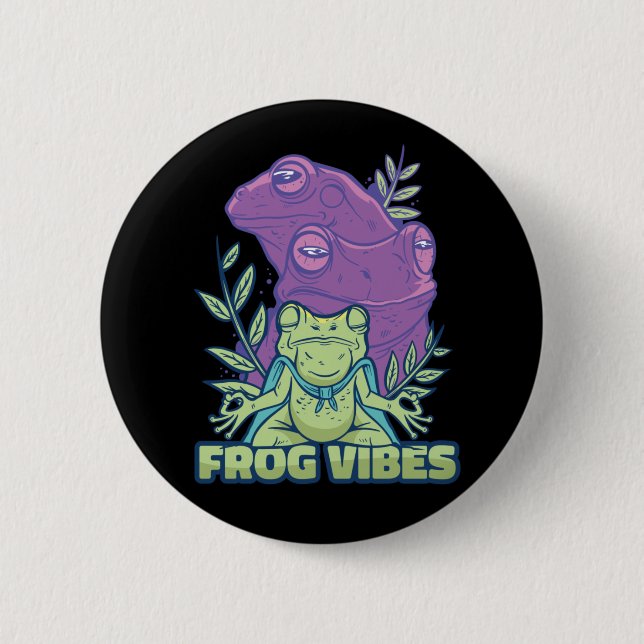 Yoga Meditating Frog  6 Cm Round Badge (Front)