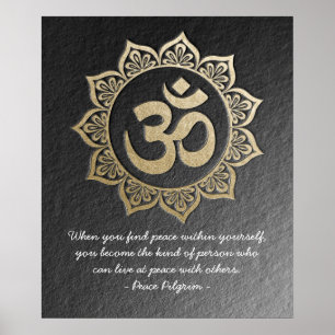 YOGA Meditation Chic Black Gold OM Mandala Quotes Poster
