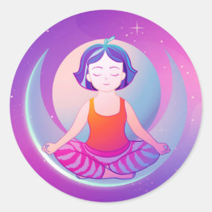 Yoga meditation girl classic round sticker