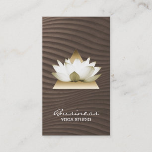 Yoga & Meditation Gold Lotus Vintage Brown Waves Business Card