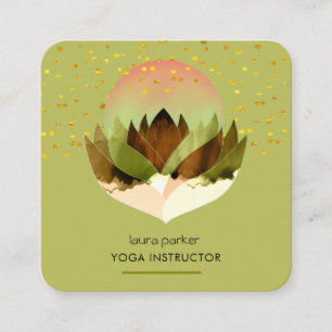 Yoga Meditation Green Lime Lotus Flower Massage Square Business Card