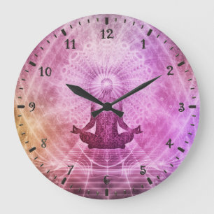 YOGA MEDITATION IN LOTUS POSITION LARGE CLOCK