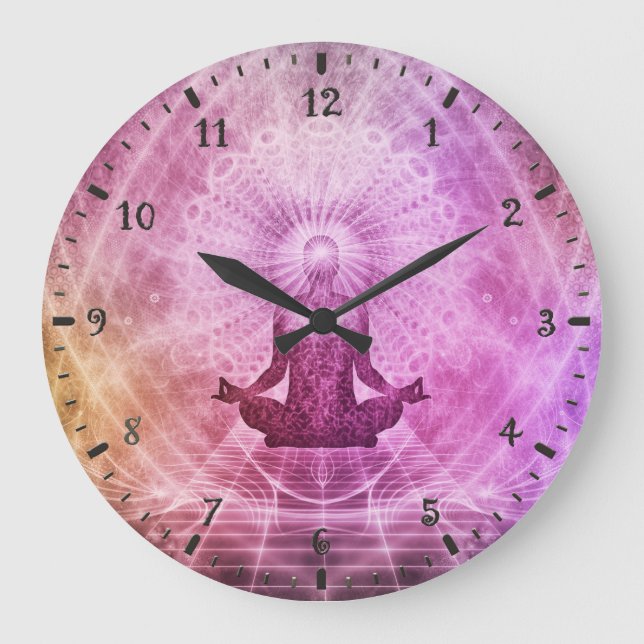 YOGA MEDITATION IN LOTUS POSITION LARGE CLOCK (Front)