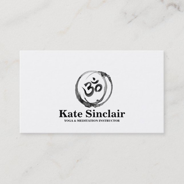 Yoga & Meditation Instructor Black and White Business Card (Front)