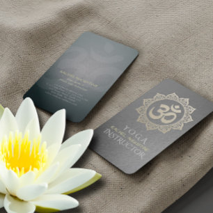 YOGA Meditation Instructor Black Gold OM Mandala Business Card