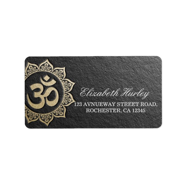 YOGA Meditation Instructor Black & Gold OM Mandala Label (Front)