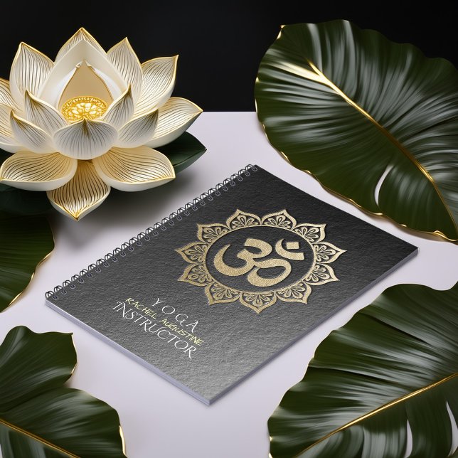 YOGA Meditation Instructor Black & Gold OM Mandala Notebook (Creator Uploaded)