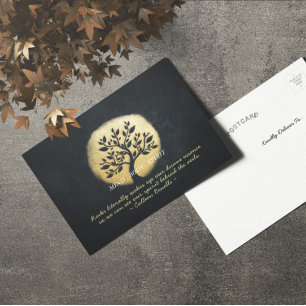 Yoga Meditation Instructor Black Gold Tree Quotes Postcard