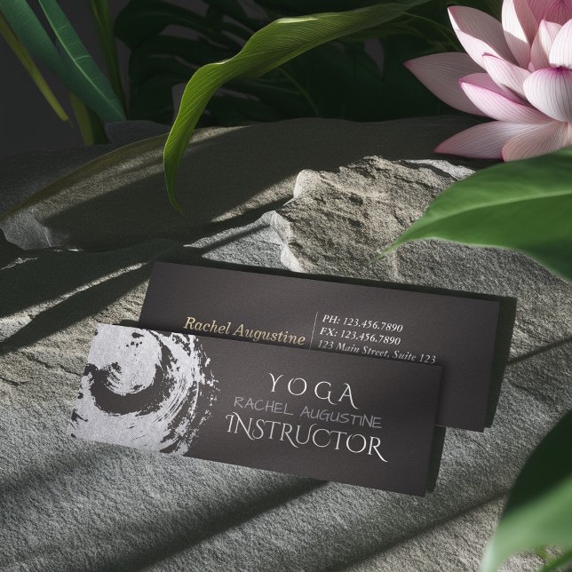 Yoga Meditation Instructor Black Silver ZEN Symbol Mini Business Card (Creator Uploaded)