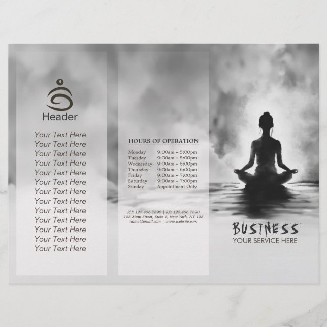 Yoga Meditation Instructor Black White InkPainting (Front)