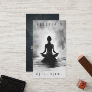 Yoga Meditation Instructor Black White InkPainting Loyalty Card