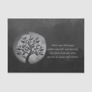 Yoga Meditation Instructor Black White Tree Quote Tissue Paper
